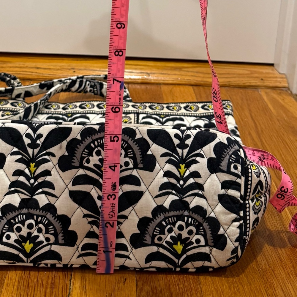 Vera Bradley Black and White Floral Tote with Zipper - Picture 3 of 5